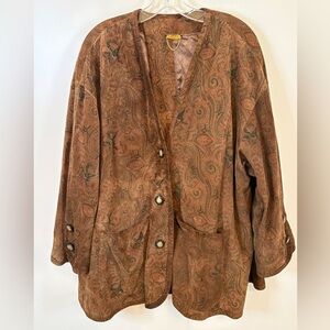 Italian Suede Paisley Brown Swing Jacket